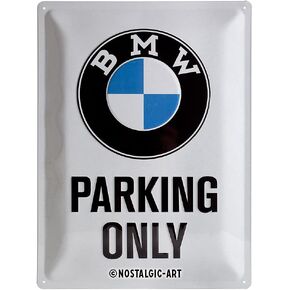 Nostalgic-Art Retro Tin Sign, 11.8" x 15.7", official license product (OLP), BMW Parking Only White – Gift idea for car accessoires fans, Metal Plaque, Vintage design for decoration