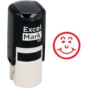 Round Teacher Stamp - Smiley FACE 2 - RED Ink