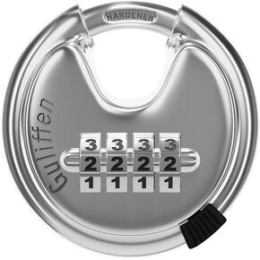 Discus Padlock Combination,Heavy Duty Stainless Steel Disc Combination Lock for Storage Unit, Sheds, Garages and Trailer