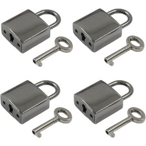 Piutouyar Mini Lock with Key, Small Luggage Lock, Little Padlock with Keys, Metal Diary Lock, Bronze Lock, Vintage Lock, Antique Padlock for Jewelry Box, Storage Box(Bronze, 4 Pcs)