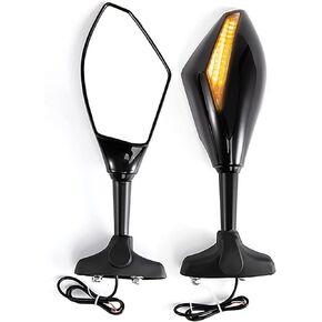 Evomosa Motorcycle Rearview Mirror LED Turn Signal Mirror Running Light Rear View Mirror (Style1)