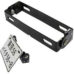 iJDMTOY 180-Degree Angle Adjustable Black Finish Aluminum License Plate Mount Bracket Flipper Compatible with Motorcycle Bike ATV Dirty Bike