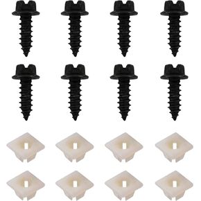 8 PCS Car Bumper License Plate Rivet Buckle, Dustproof Rustproof Body Repair Fastener Screw + Base Fixed Nylon Screw Insert, License Plate Frames Screw Kit, Universal for Car Accessory (Black)