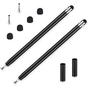 Stylus Pen for iPad (2 Pcs), Fine Point Capacitive Stylus Pens Touch Screens for Apple/iPhone/Ipad pro/Mini/Air/Android/Microsoft/Surface All Touch Screens - Black/Black