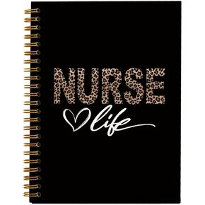 Nurse Appreciation Gifts,Leopard Print Nurse Notebook Journal for Work Notes,Nursing Gifts for New Nurses Friend,Nursing Student Graduation Gifts,Black Hardcover Spiral Notebook 5.5x8.3