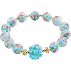 Glow in The Dark Beaded Bracelets - Firefly Beads Stretch Bracelet for Women Girls - Murano Glass Jewelry Friendship Bracelets Teacher Appreciation Gifts