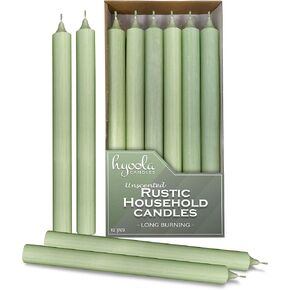 Hyoola 10 Inch Dinner Candles - 12 Pack - Light Green Tall Candles - Unscented Rustic Candles - Long Burning Candle Sticks