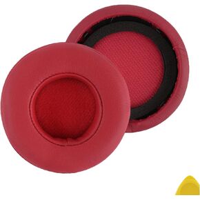 Geekria QuickFit Replacement Ear Pads for Monster Beats MIXR Headphones Ear Cushions, Headset Earpads, Ear Cups Cover Repair Parts (Red)