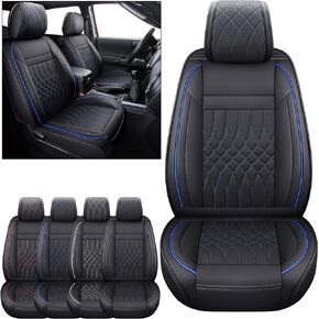 YIERTAI Truck Seat Covers Compatible with Toyota Tacoma for 2005-2023 2024 Access Crew Double Cab TRD Sport Limited Off-Road Edition SR SR5 V6 Seat Protectors(5 PCS Full Set/Black-Blue)