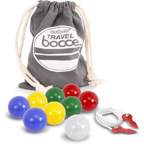 GoSports Mini Travel Size Bocce Game Set with 8 Balls, Pallino, Tote Bag and Measuring Rope - Choose Your Size