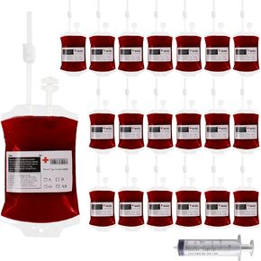 Halloween Blood Bags Drinks Iv Bags for Halloween Zombie Vampire Costume Props Nurse Graduation Theme Party Favors Drink Pouches 20 PCS
