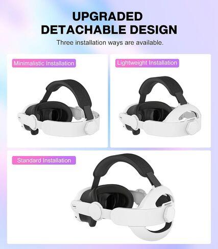 حزام رأس MoKo لجهاز Meta Quest 3، ملحقات متوافقة مع Oculus Quest 3 مع استبدال حزام Elite قابل للتعديل لتعزيز الراحة والدعم والانغماس في الألعاب في الواقع الافتراضي (حزام الرأس المريح فقط) in Saudi Arabia