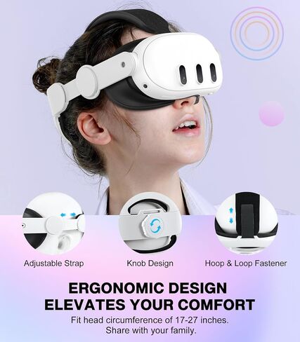 حزام رأس MoKo لجهاز Meta Quest 3، ملحقات متوافقة مع Oculus Quest 3 مع استبدال حزام Elite قابل للتعديل لتعزيز الراحة والدعم والانغماس في الألعاب في الواقع الافتراضي (حزام الرأس المريح فقط) in Saudi Arabia