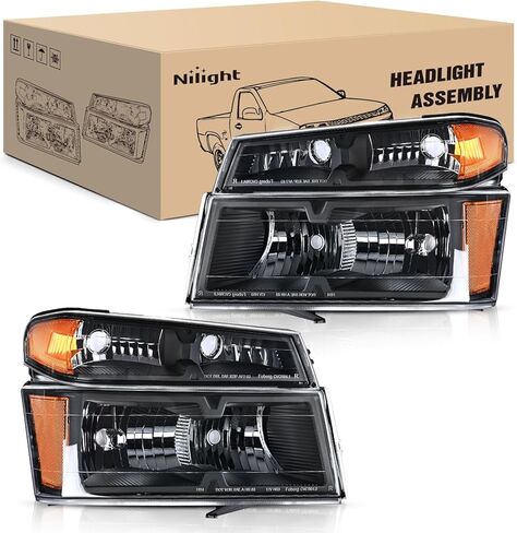 Nilight Headlights Assembly for 2004-2012 Chevy Colorado,GMC Canyon 2004 2005 2006 2007 2008 2009 2010 2011 2012, Headlamp Black Housing, 2 Years Warranty in Saudi Arabia