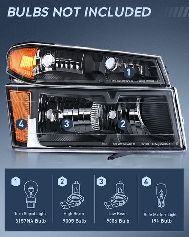 Nilight Headlights Assembly for 2004-2012 Chevy Colorado,GMC Canyon 2004 2005 2006 2007 2008 2009 2010 2011 2012, Headlamp Black Housing, 2 Years Warranty in Saudi Arabia