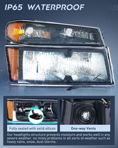 Nilight Headlights Assembly for 2004-2012 Chevy Colorado,GMC Canyon 2004 2005 2006 2007 2008 2009 2010 2011 2012, Headlamp Black Housing, 2 Years Warranty in Saudi Arabia