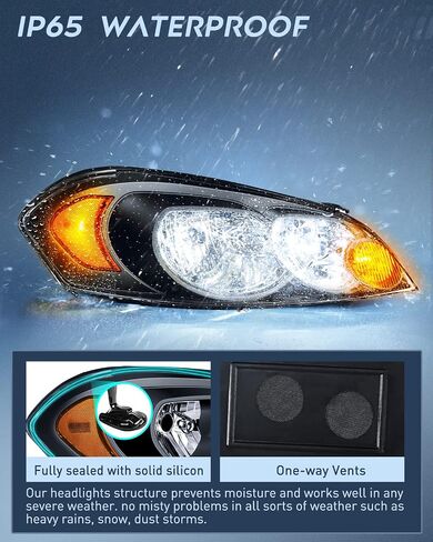 Nilight Headlight Assembly for 2006 2007 2008 2009 2010 2011 2012 2013 Impala 2014 2015 2016 Impala Limited 2006 2007 Monte Carlo Replacement Black Housing Amber Reflector, 2 Years Warranty in Saudi Arabia