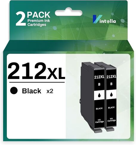 212XL Remanufactured Ink Cartridge Replacement for Epson 212 Black Ink Cartridges 212XL T212 T212XL for Expression Home XP-4100 XP-4105 Workforce WF-2830 WF-2850 Printer (Black Only, 2 Pack) in Saudi Arabia