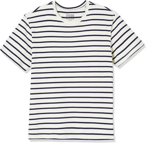 Men's 1-Pack Stripe Cotton Stretch Short Sleeve Crew Neck Loungewear Shirt in Saudi Arabia