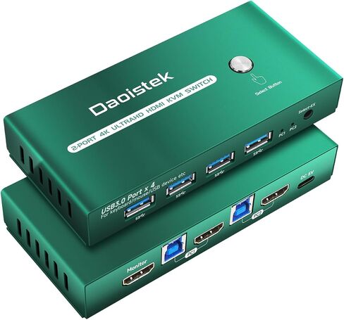 kvm التبديل 1 شاشات 2 أجهزة الكمبيوتر hdmi edid المحاكي 4k 60hz kvm التبديل hdmi edid استنساخ 3440*1440 hdmi kvm التبديل 1 شاشات 2 أجهزة الكمبيوتر edid نسخة 2k 144hz 144hz USB3.0 Daoistek in Kuwait