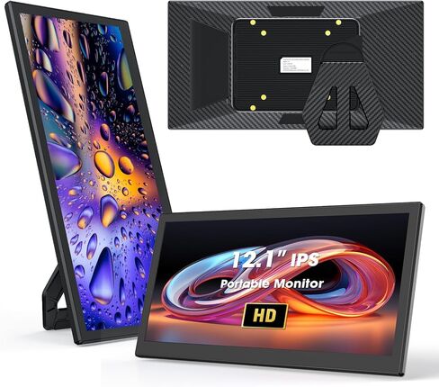 شاشة Kwumsy المحمولة L3 للسفر - 12.1 بوصة FHD IPS شاشة كمبيوتر رفيعة للغاية وموسع شاشة خارجية FHD مع حامل قابل للطي متوافق مع Windows Macbook Linux PC Laptop Switch PS4/5 in Kuwait