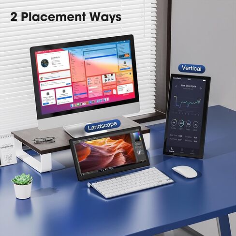 شاشة Kwumsy المحمولة L3 للسفر - 12.1 بوصة FHD IPS شاشة كمبيوتر رفيعة للغاية وموسع شاشة خارجية FHD مع حامل قابل للطي متوافق مع Windows Macbook Linux PC Laptop Switch PS4/5 in Kuwait