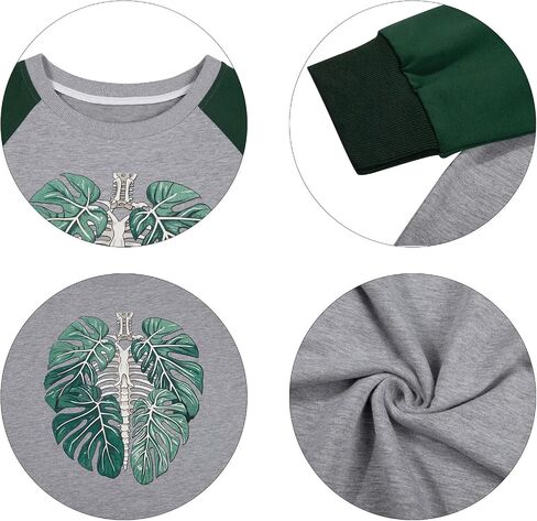 BANGELY Plant Skeleton Oversized Sweatshirt Women Funny Plant Lover Graphic Pullover Long Sleeve Shirts Casual Tops in Saudi Arabia