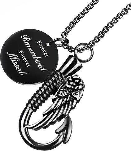 Hook Cremation Necklace for Ashes Urn Necklaces for ashes Cremation Jewelry for Ashes Fishing Necklace Urns Necklace for Ash Necklace Memory Keepsake-Forever Remembered Forever Missed in Saudi Arabia