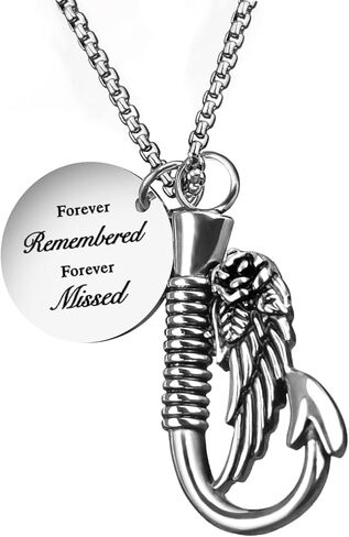Hook Cremation Necklace for Ashes Urn Necklaces for ashes Cremation Jewelry for Ashes Fishing Necklace Urns Necklace for Ash Necklace Memory Keepsake-Forever Remembered Forever Missed in Saudi Arabia
