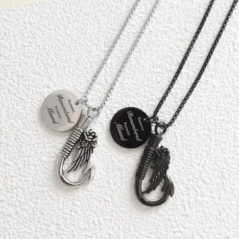 Hook Cremation Necklace for Ashes Urn Necklaces for ashes Cremation Jewelry for Ashes Fishing Necklace Urns Necklace for Ash Necklace Memory Keepsake-Forever Remembered Forever Missed in Saudi Arabia