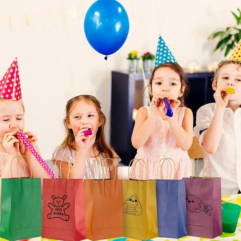 GITMIWS 60 Pack Colored Paper Bags with Handles, 8.25'' Small Rainbow Kraft Paper Gift Bags Bulk for Kids Crafts Birthday Party Supplies (10 Colors) in Saudi Arabia
