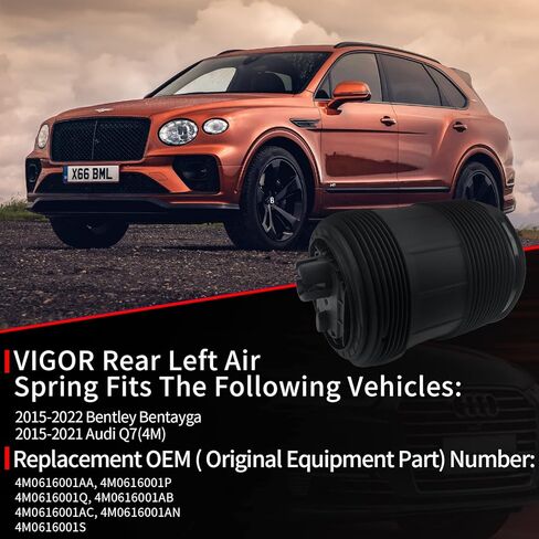 حقيبة زنبركية للتعليق الهوائي الخلفي الأيمن من VIGOR متوافقة مع سيارة Audi Q7 وBentley Bentayga موديل 2015-2022، رقم OEM 4M0616002AA، 4M0616002P، 4M0616002AC in Kuwait