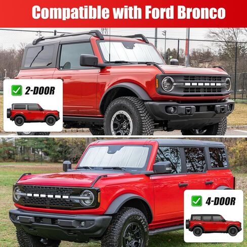 مظلة شمسية للزجاج الأمامي قابلة للطي متوافقة مع ملحقات فورد برونكو 2021-2024، حاجب الشمس للنافذة يحجب الأشعة فوق البنفسجية in Kuwait