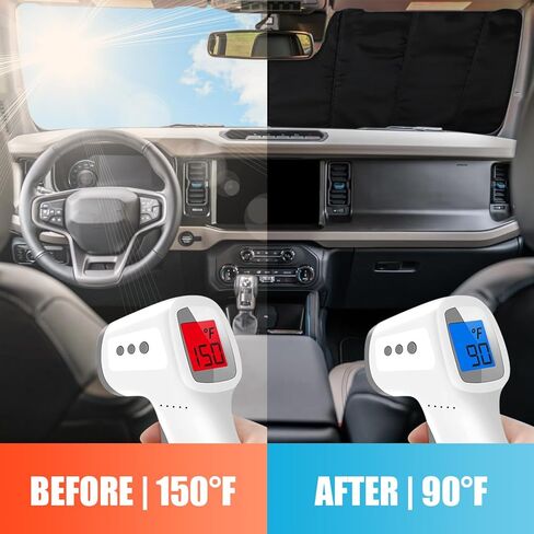 مظلة شمسية للزجاج الأمامي قابلة للطي متوافقة مع ملحقات فورد برونكو 2021-2024، حاجب الشمس للنافذة يحجب الأشعة فوق البنفسجية in Kuwait