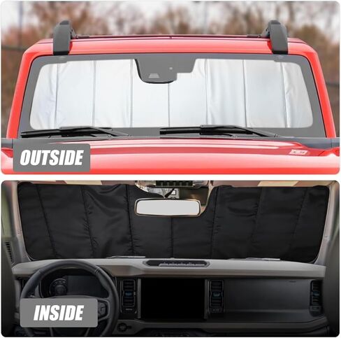 مظلة شمسية للزجاج الأمامي قابلة للطي متوافقة مع ملحقات فورد برونكو 2021-2024، حاجب الشمس للنافذة يحجب الأشعة فوق البنفسجية in Kuwait