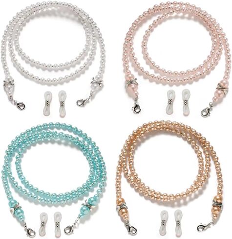 4 Pcs Beaded Glasses Chain,Eyeglass Chain for Women Sunglasses Neck Cord Holder Plastic Bead Eyeglass Lanyard in Saudi Arabia