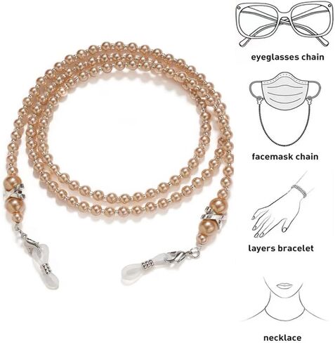 4 Pcs Beaded Glasses Chain,Eyeglass Chain for Women Sunglasses Neck Cord Holder Plastic Bead Eyeglass Lanyard in Saudi Arabia