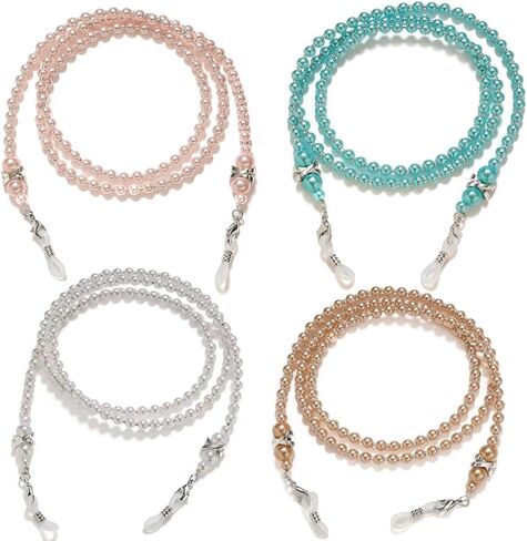 4 Pcs Beaded Glasses Chain,Eyeglass Chain for Women Sunglasses Neck Cord Holder Plastic Bead Eyeglass Lanyard in Saudi Arabia