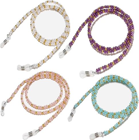 4 Pcs Beaded Glasses Chain,Eyeglass Chain for Women Sunglasses Neck Cord Holder Plastic Bead Eyeglass Lanyard in Saudi Arabia