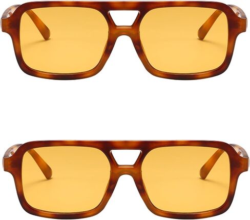 Retro Square Aviator Sunglasses for Women Men 70s Vintage Trendy Rectangle Sun Glasses UV Protection in Saudi Arabia