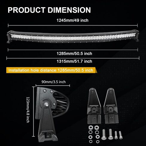 Willpower 50 52 inch 288W Curved Spot Flood Combo LED Work Light Bar with Wiring Harness Kit for Truck Car ATV SUV 4X4 Jeep Truck Driving Lamp in Saudi Arabia