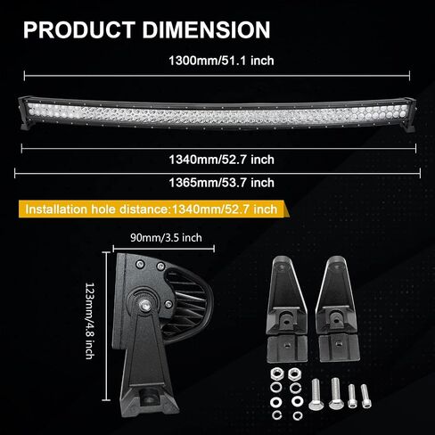 Willpower 50 52 inch 288W Curved Spot Flood Combo LED Work Light Bar with Wiring Harness Kit for Truck Car ATV SUV 4X4 Jeep Truck Driving Lamp in Saudi Arabia