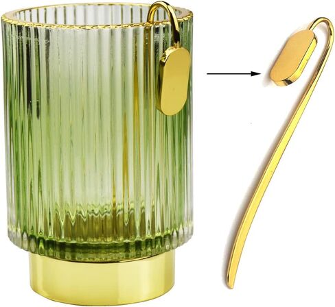 وعاء قلم زجاجي سميك لطيف حامل قلم رصاص مزخرف كوب لحامل فرشاة ماكياج المكتب للمكتب المنزلي (ذهبي) in Kuwait