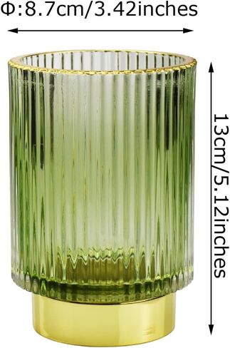 وعاء قلم زجاجي سميك لطيف حامل قلم رصاص مزخرف كوب لحامل فرشاة ماكياج المكتب للمكتب المنزلي (ذهبي) in Kuwait