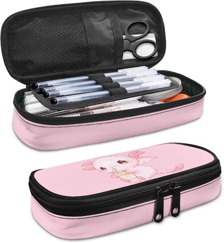 Axolotl Pencil Pouch for Kids Pink Pencil Case with Big Capacity Pencil Box for Girls High Capacity Bag Pouch Holder Zipper Pencil Bag in Saudi Arabia