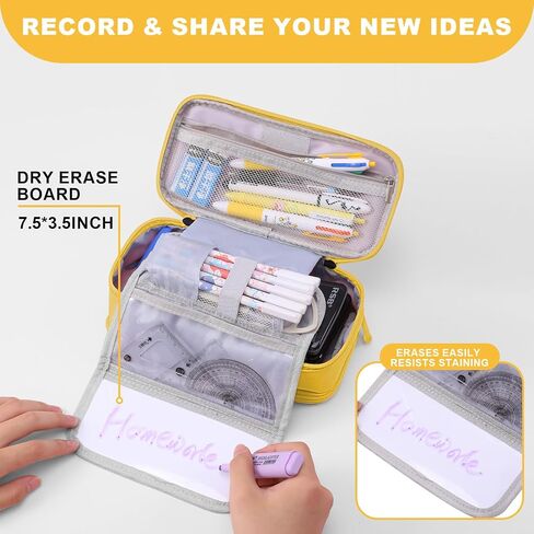 SCIONE Pencil Case for GirlsBoys,Large Pencil Pouch School Supplies for Kids with Dry-erase Board,Big Capacity Zipper Cute Pen Box Bag Organizer,BacktoSchool Gifts for StudentTeens Women CollegeOffice in Saudi Arabia
