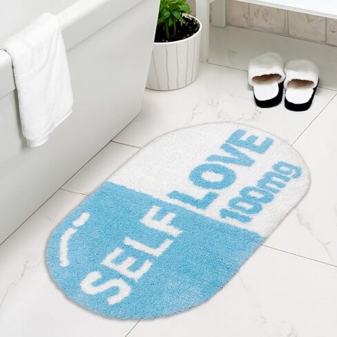 Cute Bath Mat, Get Naked Bath Mat, Preppy Aesthetic Nonslip Bathroom Decor, Funny Blue Bathroom Rug, Absorbent, Machine Washable Bathroom Rugs, Apartment Essential Decor. in Saudi Arabia