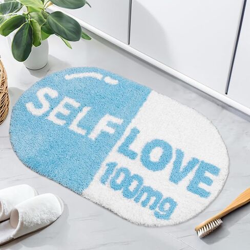 Cute Bath Mat, Get Naked Bath Mat, Preppy Aesthetic Nonslip Bathroom Decor, Funny Blue Bathroom Rug, Absorbent, Machine Washable Bathroom Rugs, Apartment Essential Decor. in Saudi Arabia