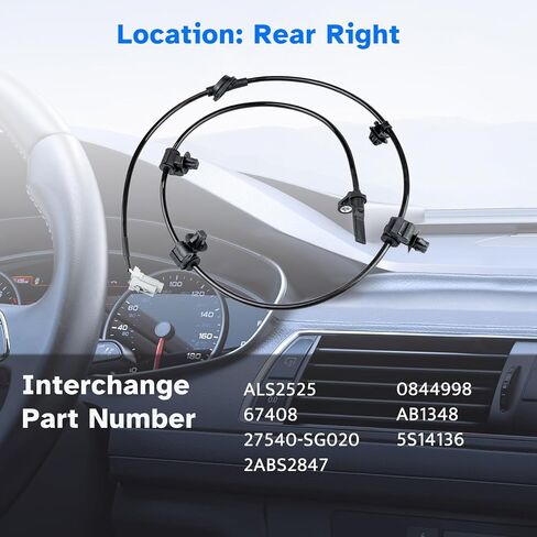 مستشعر سرعة العجلات الخلفية اليمنى ABS مناسب لـ 2013 2014 2015 2016 2017 2018 Subaru Forester، 2016-2017 Subaru Crosstrek، 2013-2015 Subaru XV Crosstrek، ALS2525، قطعة واحدة، جانب الركاب in Kuwait