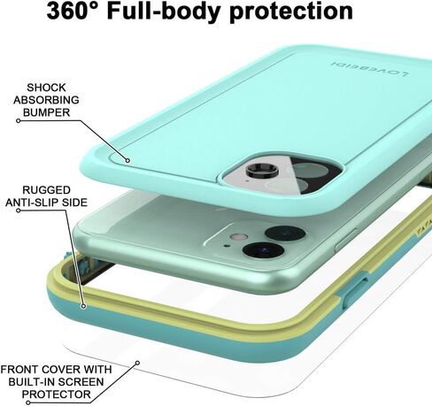 for iPhone 11 Waterproof Case 6.1 Screen Protector Underwater Shockproof Full-Body Dustproof Rugged Case for Aplle iPhone 11 (Black & Gray) in Saudi Arabia